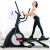 HZWZ Magnetic Elliptical Trainer 15-Speed Electromagnetic Control Resistance Adjustment, Magnetically Controlled 12 Kg Two-Way Silent Wheel, with Multi-Function LCD, Double Armrest, Massage Pedal